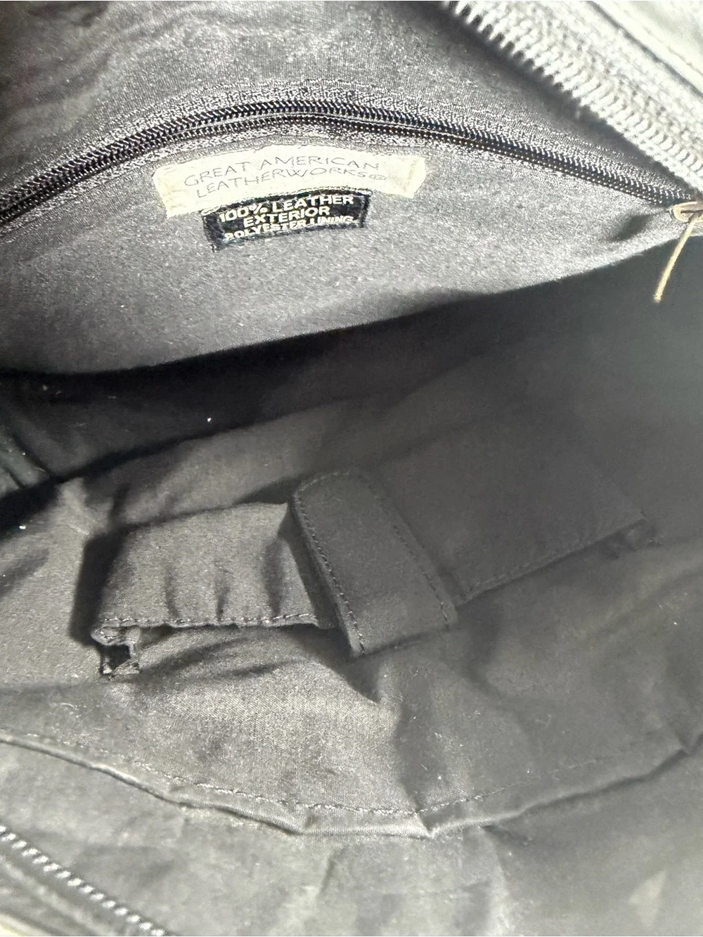 Vintage Great American Leatherworks Black Leather Organizer Shoulder Bag